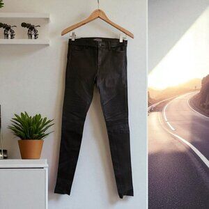 Vince 100% Leather Black Moto Pants Size 0 Biker Style Slim Fit Womens
